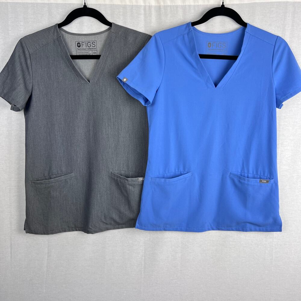 Figs Scrub Top Bundle Womens XXS Casma Pocket Nurse Medical Doctor Uniform Work